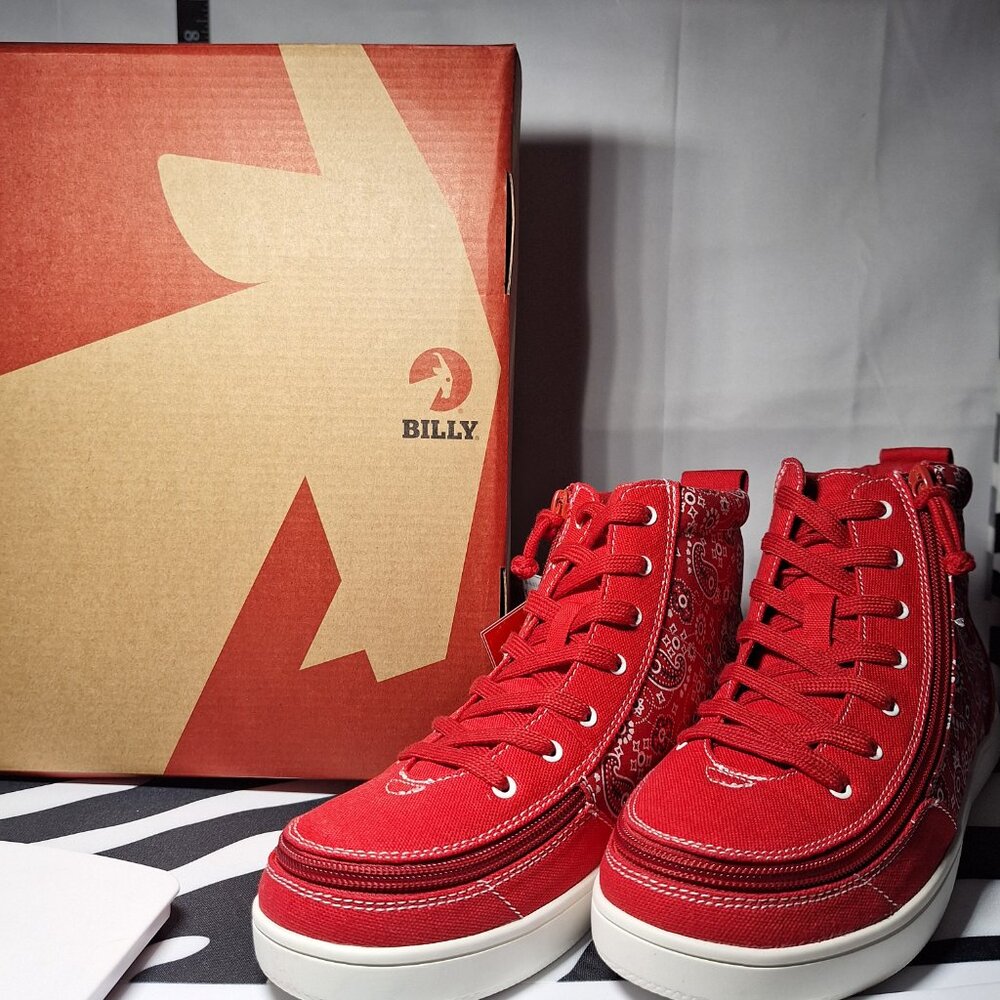 NWT BILLY Shoes Red Paisley High Top Style Women's 8.5 Wide